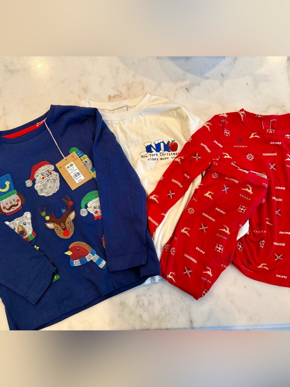 NWT/NWOT 4/5Toddler Christmas Bundle - Mini Boden & Zara tees, Skims PJ set